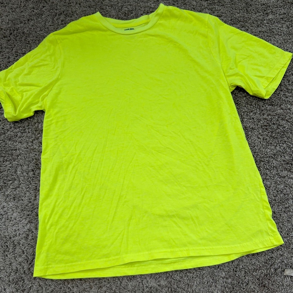HIGHLAND ORIGINALS Neon‎ Yellow Crew Neck T Shirt Short Sleeve Size L Cotton